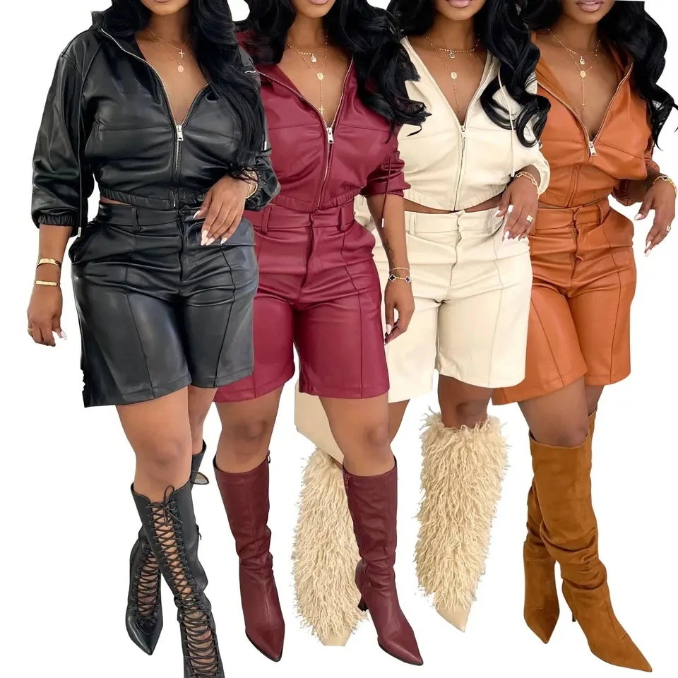 

Новый женский модный костюм-двойка с капюшоном, длинными рукавами и шортами на молнии, осень-зима 2026, разные цвета на выбор