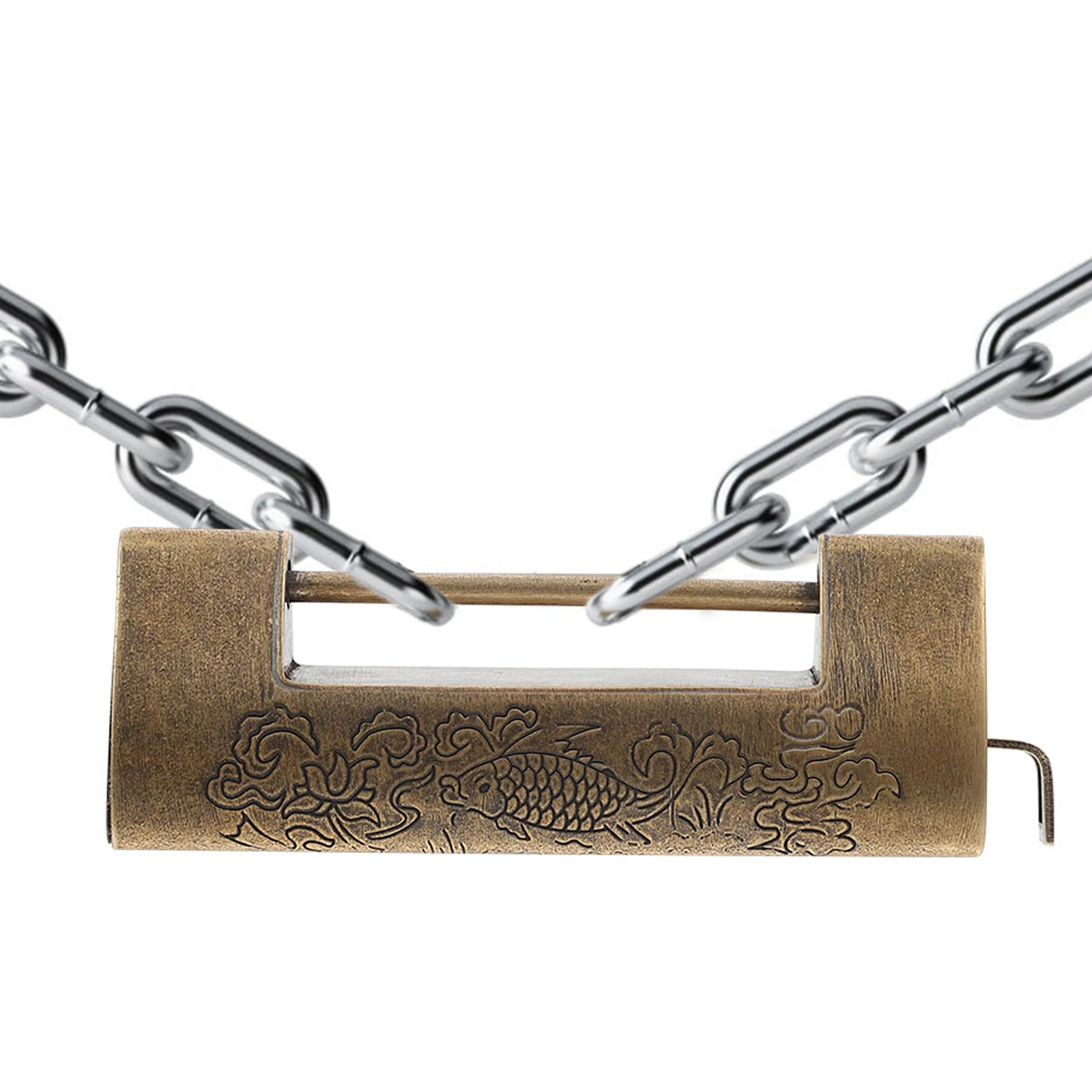 

1Set Chinese Padlock Traditional Carved Design Retro Lock for Drawer Closet Furniture Wood Box Storage Security Lock