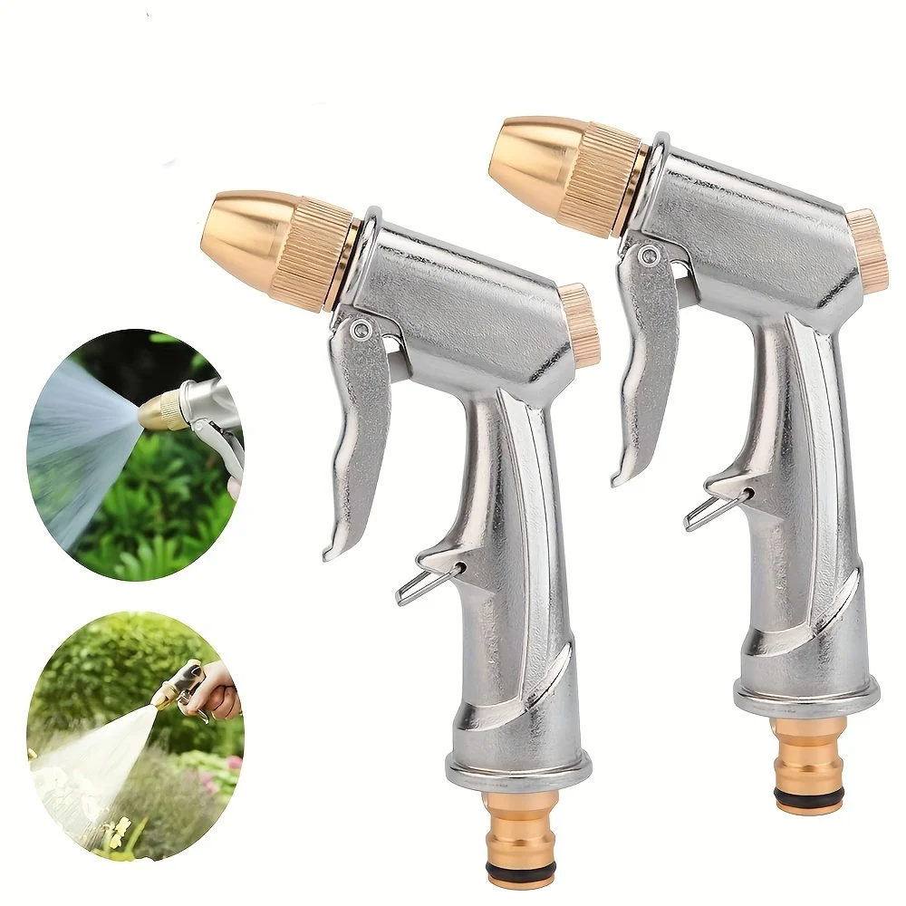 Solid Brass High Pressure Garden Hose Nozzle, Manual Sprayer for Plant Watering, Car Washing & Outdoor Use