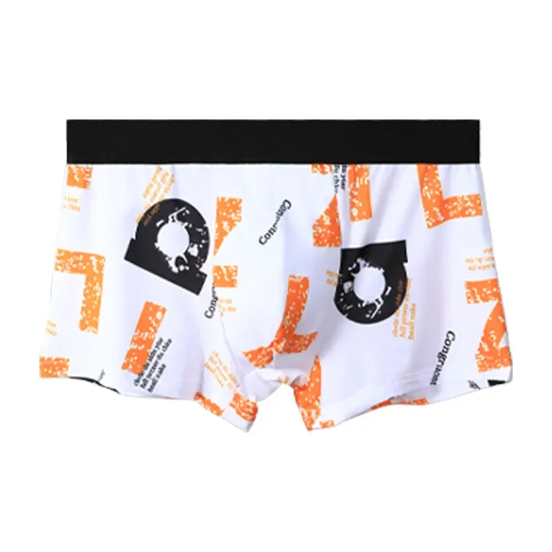 

Men's silk antibacterial underwear, summer lightweight breathable sports printed briefs with elastic waistband