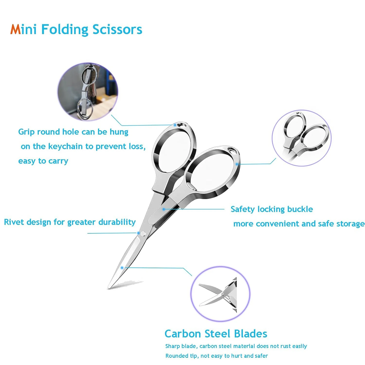 10Pcs Silver Simple Portable FoldingScissors Solid Color Glasses Shape Paper Cutters Students Handmade DIY Tools School Office
