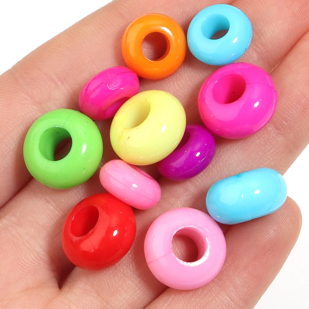 50/100pcs Big Hole Acrylic Ring Beads Mixed Color Abacus Shape Loose Spacer Bead For DIY Bracelet Keychain Accessories Wholesale image 5