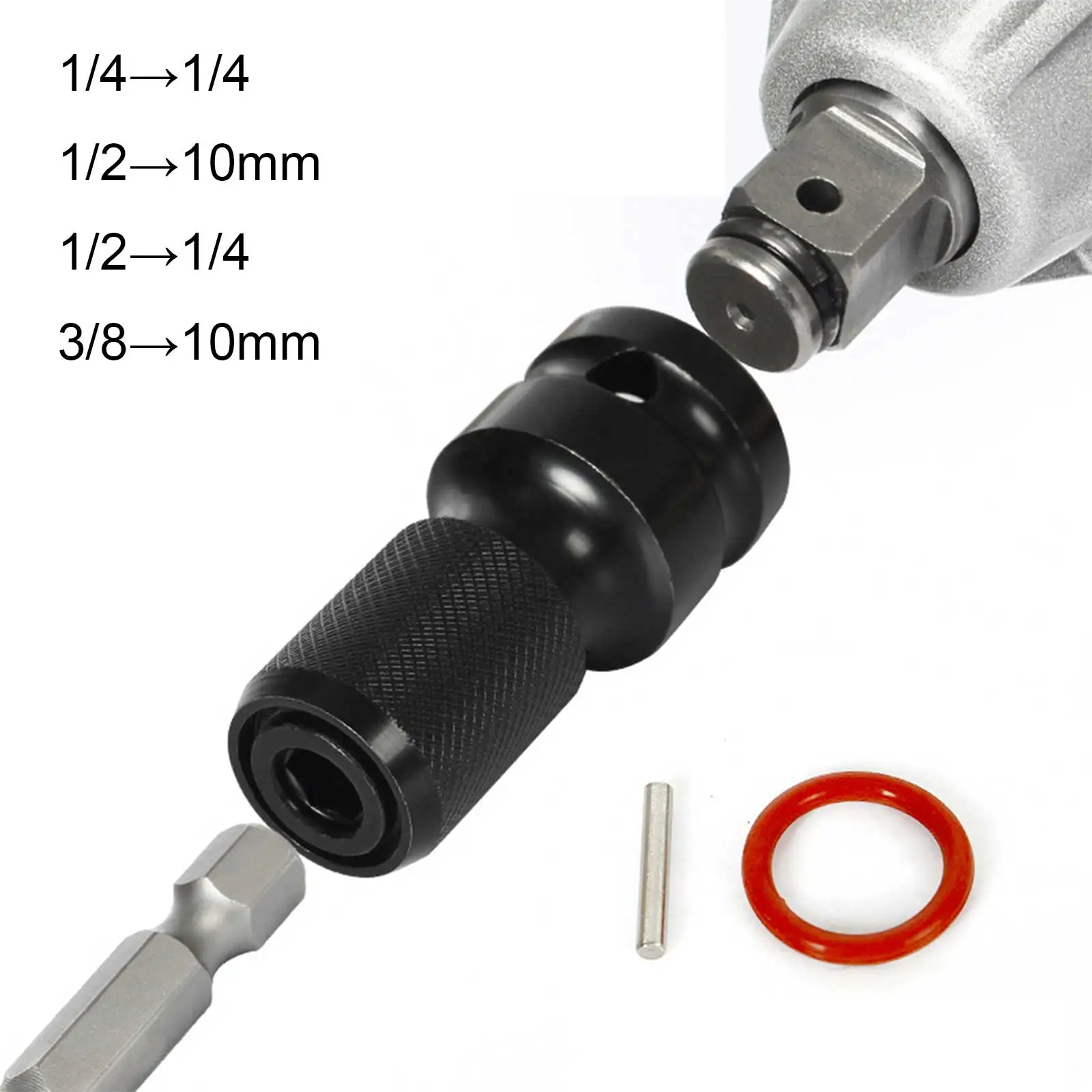 Bit Socket Adapter com Square Drive, Hex Bit Holder, Chave de catraca elétrica, Impacto Socket Converter, Ferramenta de mão, 1/4, 1/2, 3/8