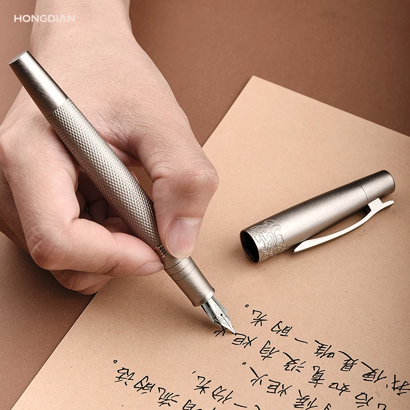 

Hongdian 6013S High-Grade Classic Retro Design Men Writing Pen Iridium EF/F Nib Brass Colored Metal Gift Ink Pen