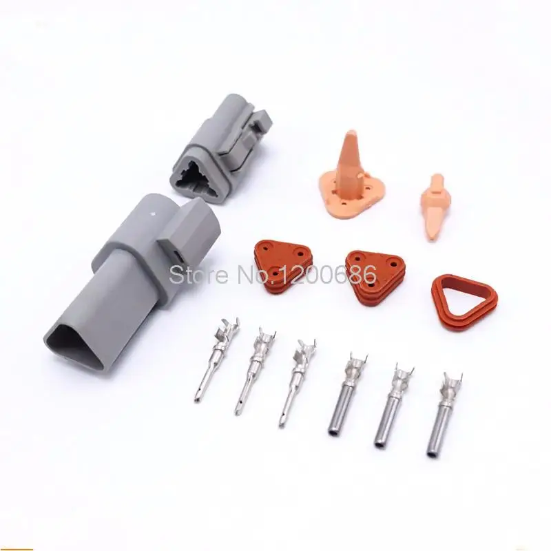 10Kits Male 3 Pin Deutsch Car Waterproof Sealed Auto Connector Plug Sets DT04-3P