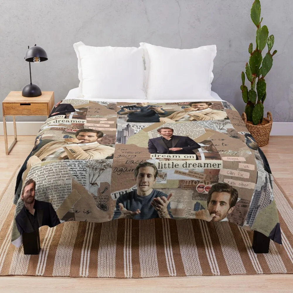 

Jake Gyllenhaal photo collage Throw Blanket Heavy Loose Luxury Blankets