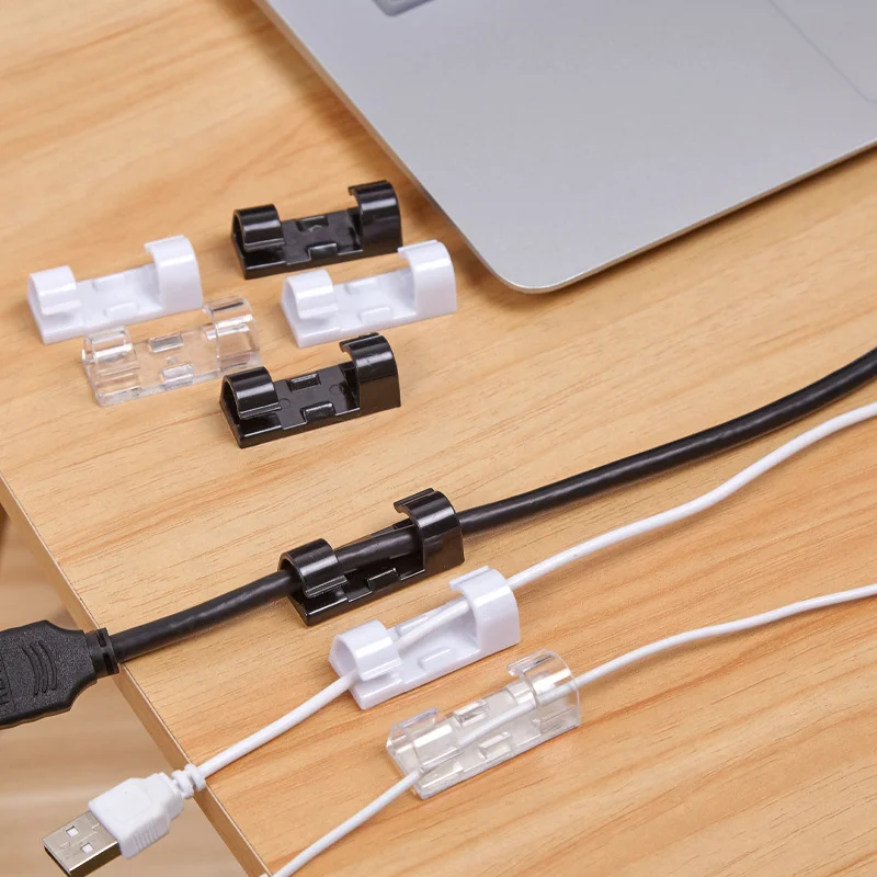 100/20pcs Cable Organizer Clips Self-Adhesive Wire Clamp Cord Holder Desktop Wire Manager USB Charging Data Line Winder