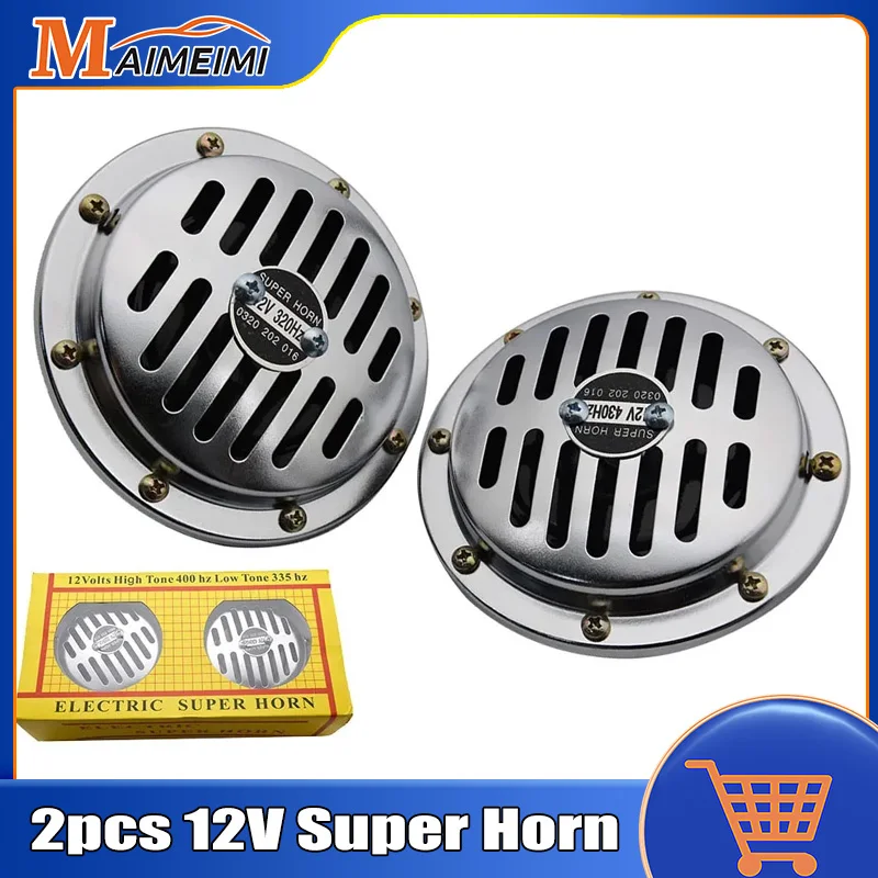 

2pcs 12V Motorcycle Horn Chrome Round Slotted Grille Car Horn Cover Fit For Honda Speaker Horns Bike 320Hz 240Hz