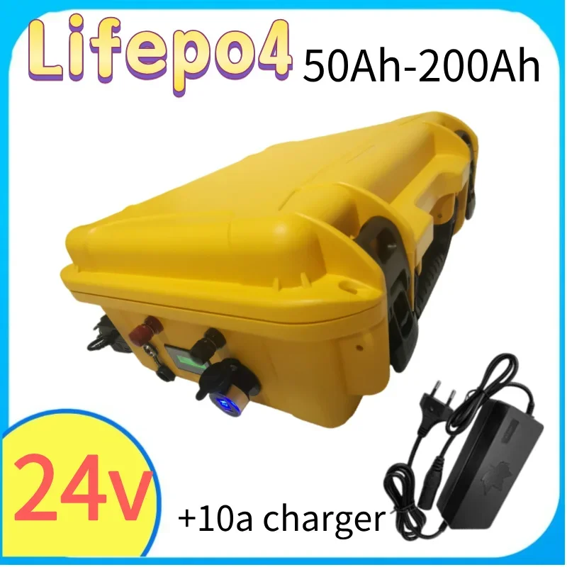 

Waterproof Lifepo4 Lithium Battery BMS for Trolling Motor Inverter with +10A Charger 24V Multiple Capacities 50Ah to 200Ah Optio