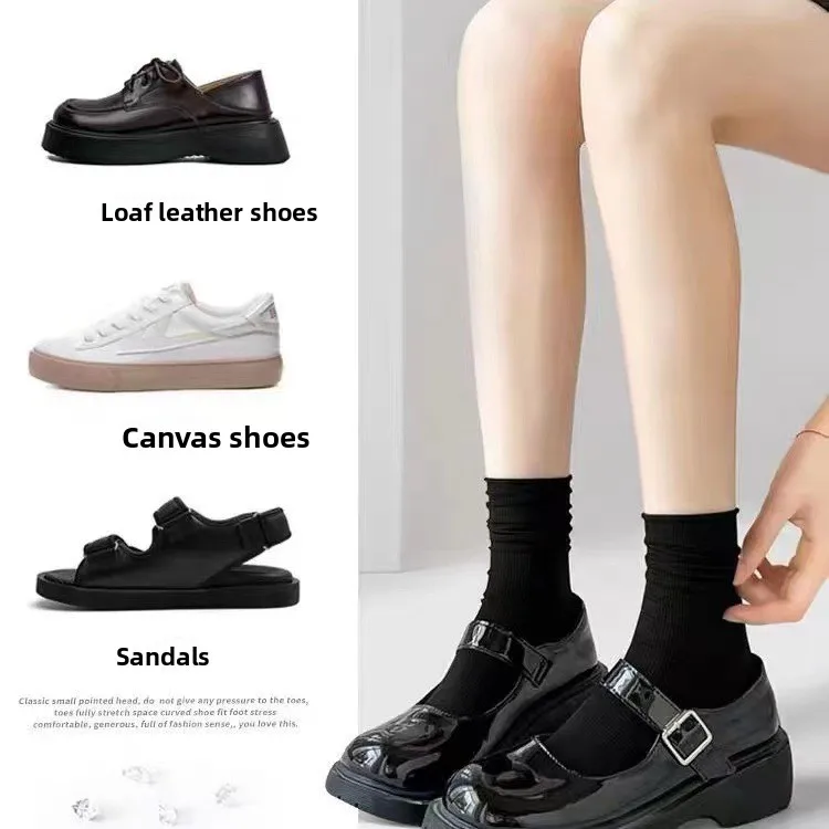 3 أزواج الصيف خفيفة الوزن الجليد جوارب حريرية أسود أبيض طويل أنبوب JK الجوارب اليابانية موضة منتصف العجل طالب المخملية مكدسة الجوارب