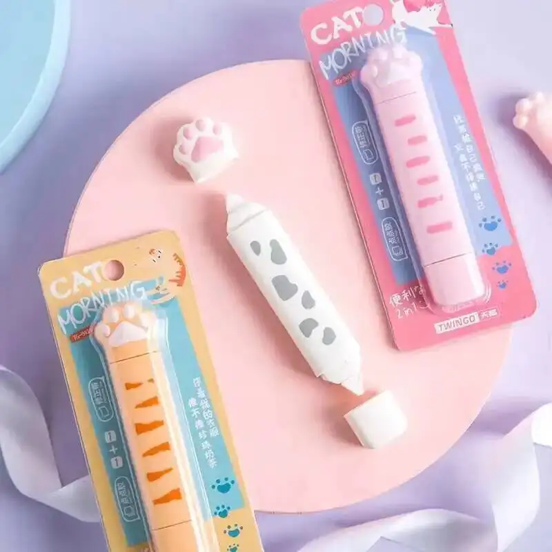 1-3 pcs Lytwtw Cute Kawaii Cute Cat Claw Stationery Office School Supplies Gift Double Head Corrector Tape
