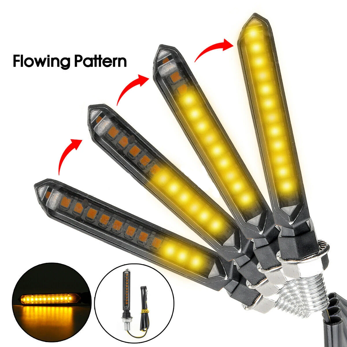

Motorcycle Accessories Amber Yellow Light Strip-shaped Flasher For Turn Signals Cafe Racer Moto Taillight Ninja 650