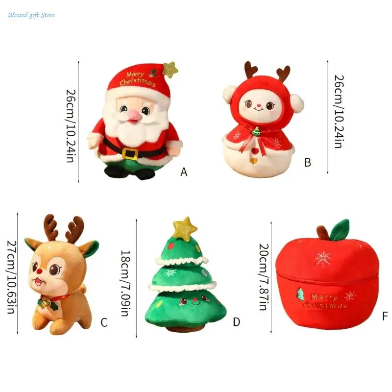 Snuggly Plush Santa/Elk Stuffed Pillow for Christmas Party Gathering Soft Plush Pillow Figure Dolls Machine Washable Toy