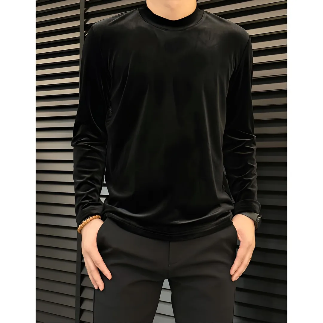 

Comfortable High-Quali Men's Long Sve T-irt Gold Velvet Slim Fit Luxury Base irt Faionable Casual Urban Sle
