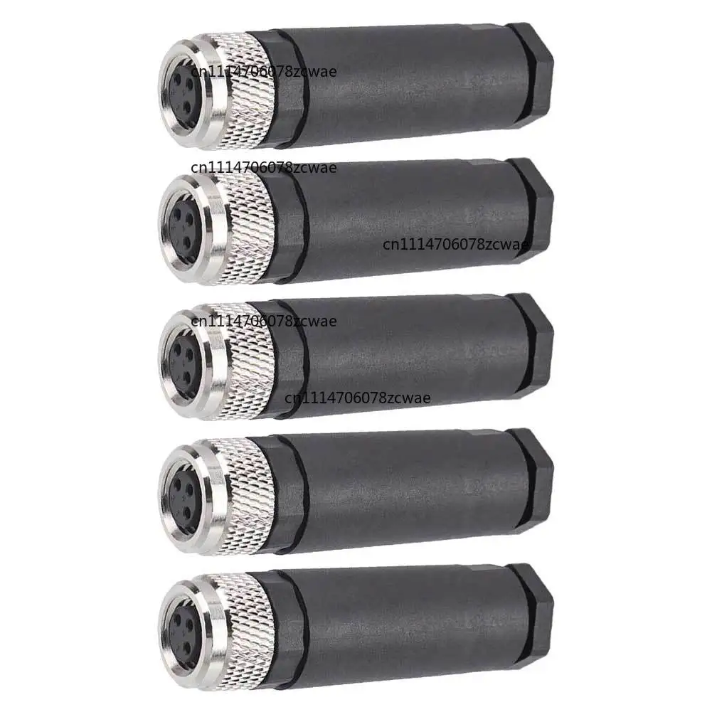 5pcs M8 3 4 pin female aviation connectors designed for reliable For industrial use IP67 waterproof with simple screw assembly