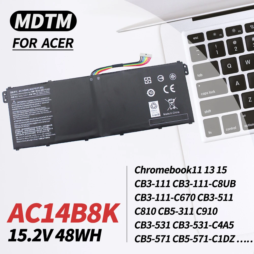 AC14B8K Battery for Aspire V3-371 V3-111 ES1-111 ES1-512 R3-131T R5-471T R7-371T R7-372T Nitro 5 AN515-51 AN515-52 AN515-53