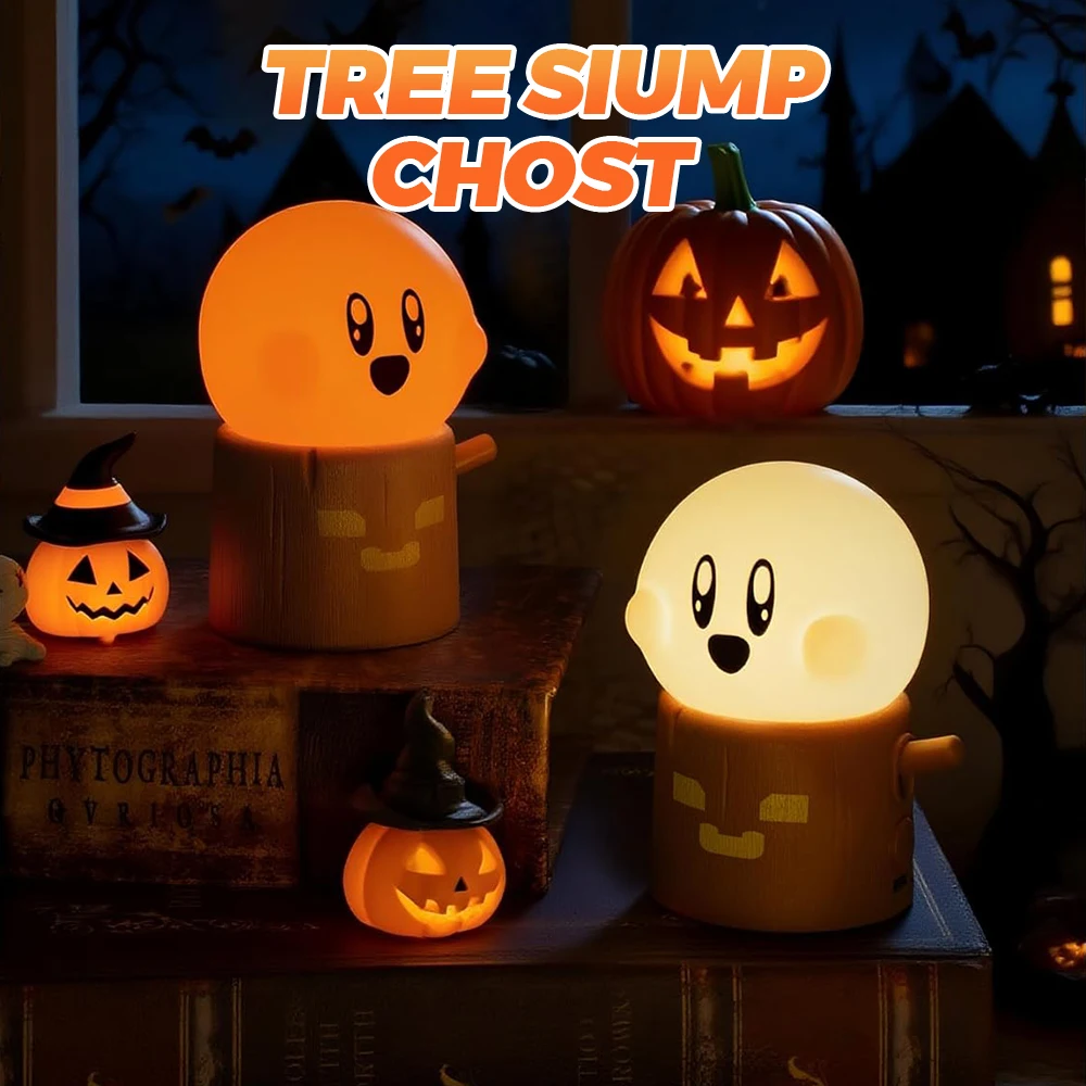 مصباح ليلي لإشعال النار قابل لإعادة الشحن، مصباح سيليكون شبح الهالوين، يعتم بجانب المصباح مع سطوع 3 مستويات