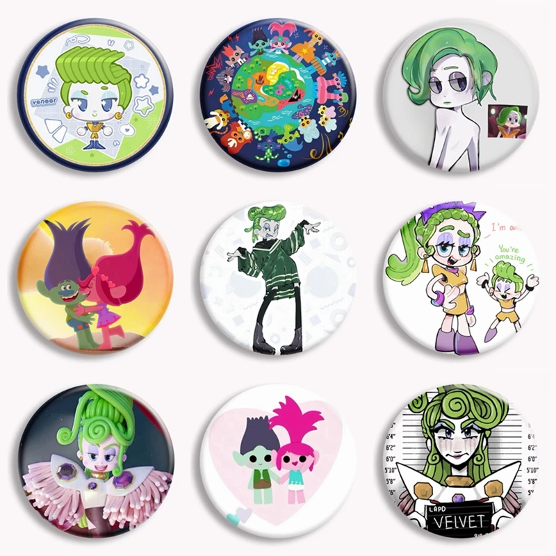 Cartoon T-Trolls Branch Critter Soft Button Pin Ctue Anime Animal  Character Brooch Badge Backpack Accessories Kids Gifts