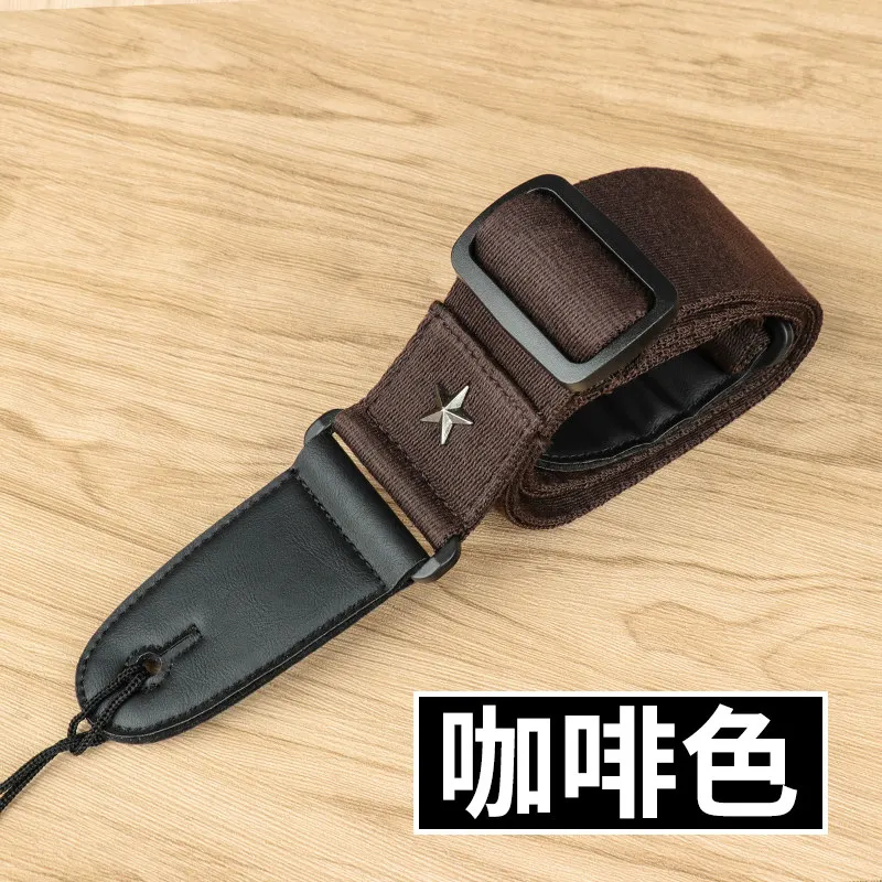 Cotton Guitar Strap, Adjustable Crossbody Shoulder Belt for Folk Acoustic Wooden Guitar