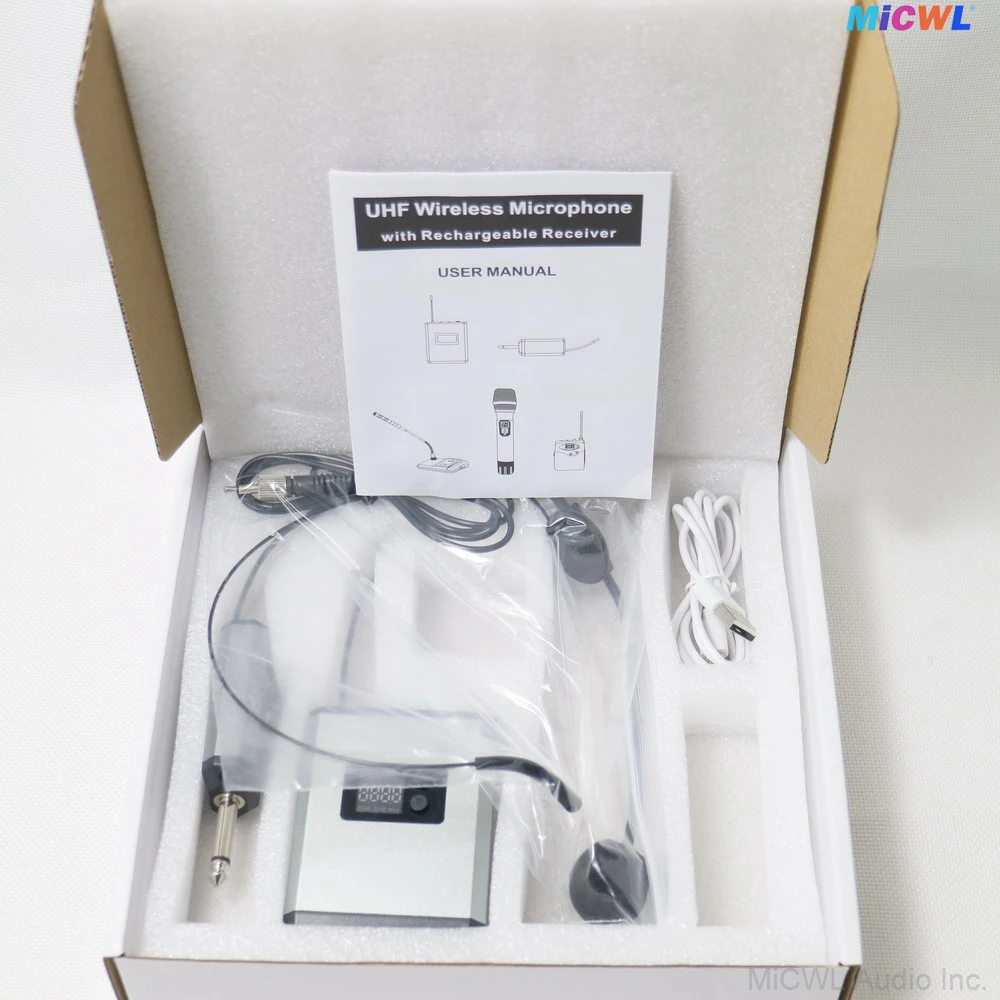 Перезаряжаемая батарея от 1 до 1, беспроводной зажим для галстука с петлей, микрофон, поясная сумка, передатчик, приемник