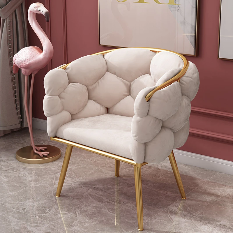 Fauteuil en velours nordique avec dossier simple, bouffées modernes, canapé design, salon de luxe, relaxant, meubles en attente, 73