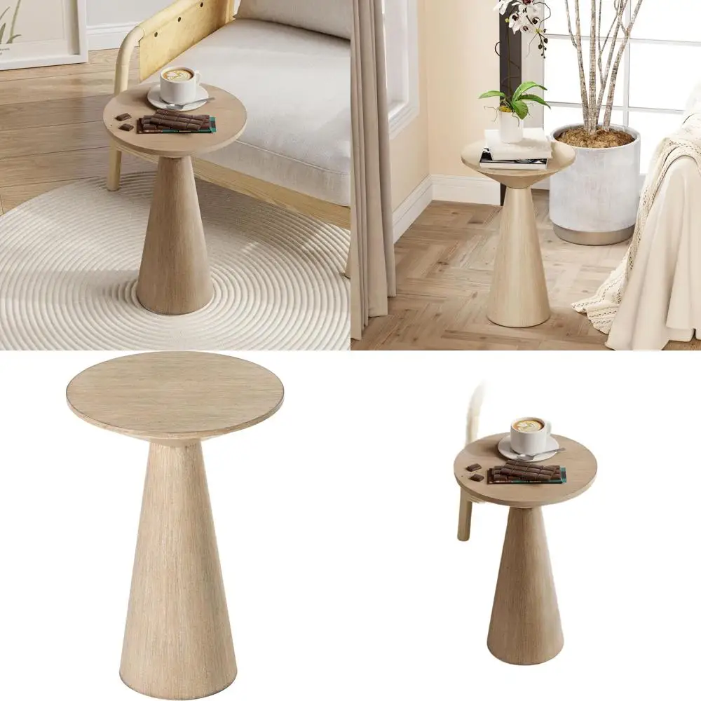 

Круглый приставной столик на ножке в деревенском стиле, серый, идеально подходит для небольших помещений, гостиных и подачи напитков