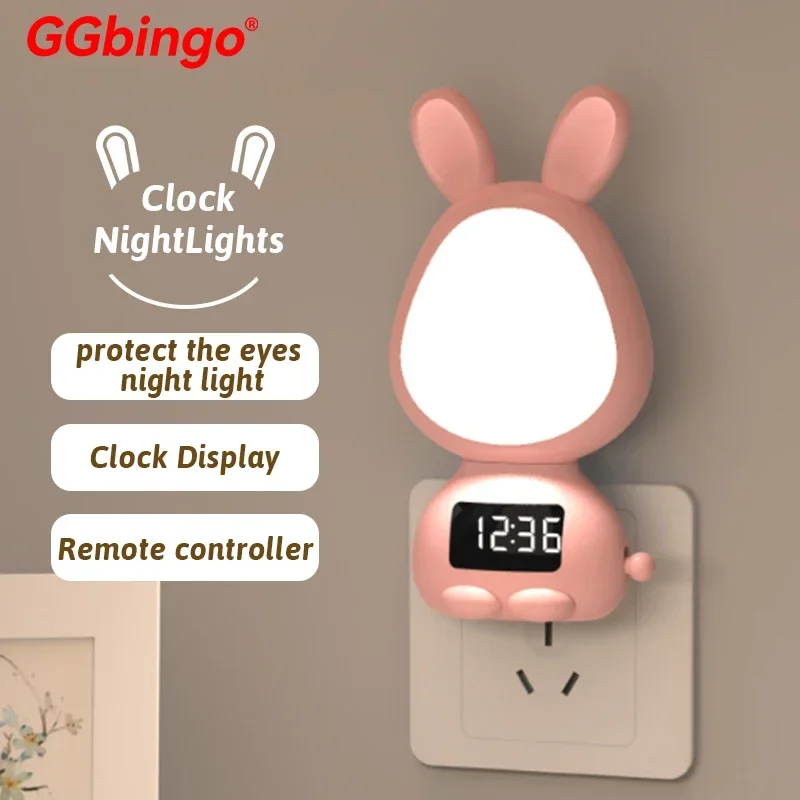 

GGbingo® Smart Night Light Clock 24 Hours Time Butler|Soft Light Eye Protection LED Lights|Bluetooth Remote Control Lamp