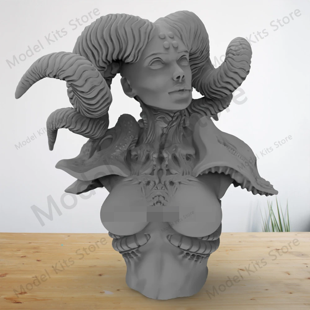 60mm Resin Figure Model Goat Girl Resin Bust Kits Unpainted Unpainted Figure Model Colorless Diy Micro Reduction Statue Toys