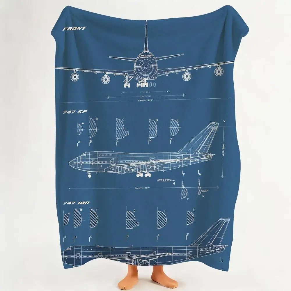 Design A-Aircraft d-design l-line Throw Flannel Throw Blanket Suitable for Sofa、Living Room、Bedroom