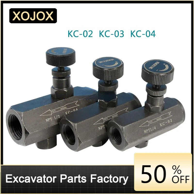 XOJOX  one-way throttle valve 2 points 3 points 4 points flow control valve regulating Excavator accessories