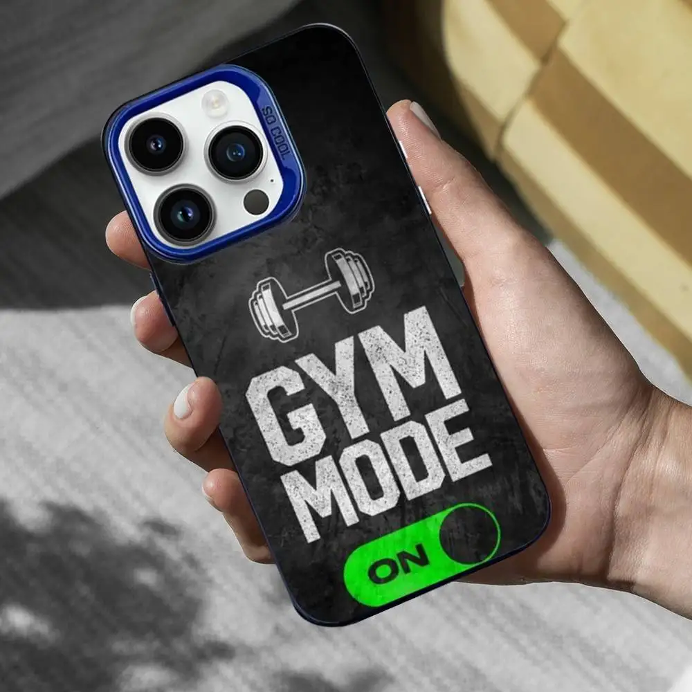 حافظة هاتف فنية للياقة البدنية لكمال الأجسام لهواتف iPhone 16,15,14,13,12,17,11,Mini,Pro,SE,XS,MAX غطاء سيليكون أزرق غير لامع