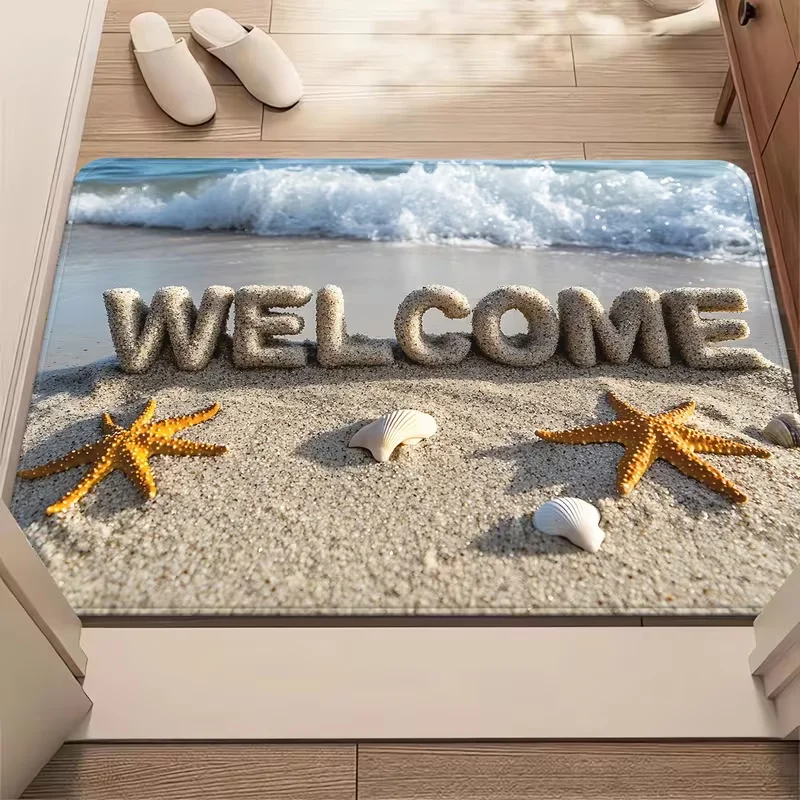 Fußmatte mit Strandmuster, Badezimmer-Bodenmatte, Schlafzimmer, Wohnzimmer, Camping, Picknick, Teppiche, Matten, Strand- und Freizeitmatten
