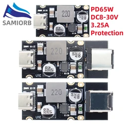 SAMIROB QC4.0 QC3.0 Type-C USB PD65W Fast Charging Adapter Module DC8-32V 3.25A 65W Step Down Module For Huawei SCP/FCP Apple PD