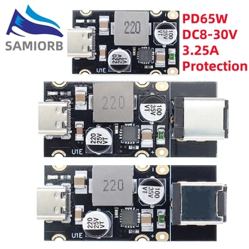 Samirob qc4.0 qc3.0 tipo-c usb pd65w módulo adaptador de carregamento rápido DC8-32V 3.25a 65w módulo step down para huawei scp/fcp apple pd