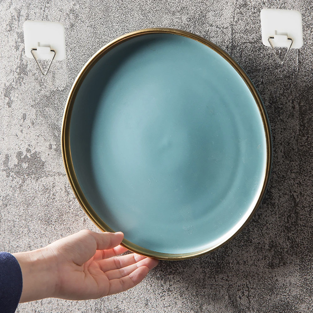 

For Hanging Photo Self-Adhesive Portable Wall Dishes Hook Plate Holders Plate Hanger Wall Art Decor Supplies