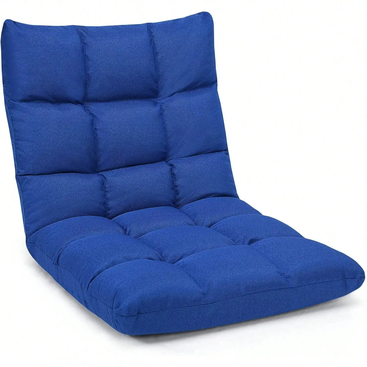 

Floor Gaming Sofa Chair 14-Position Cushioned Folding Lazy Recliner High Resilience Sponge, Breathable Cotton & Linen