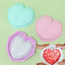 Diamond Heart Silicone Cake Mold, 3D Non-Sticky Mousse Dessert Baking Pan Trays for Baking Chocolate Valentine’s Day Cake Pastry