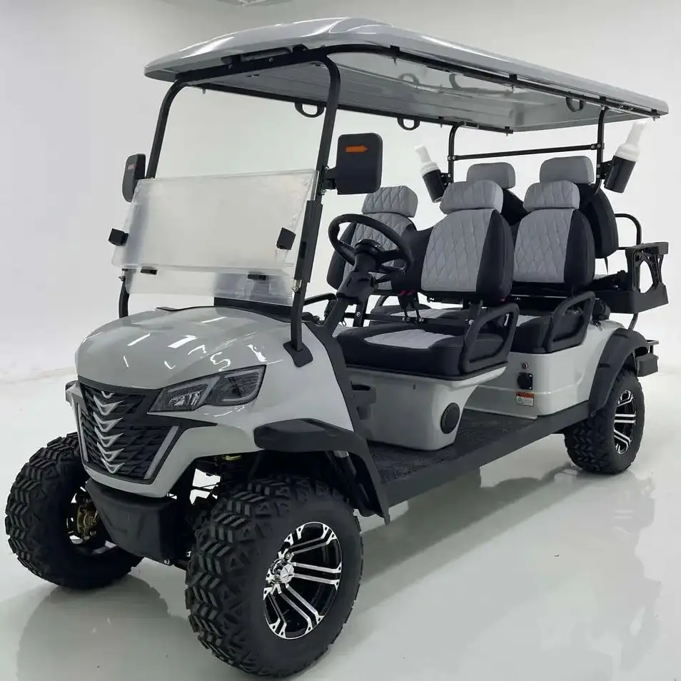 Wholesale Campsite Electric Golf Cart 6 Seaters 5KW Street Legal Golf Cart 48V Lithium Battery Electric Golf Cart