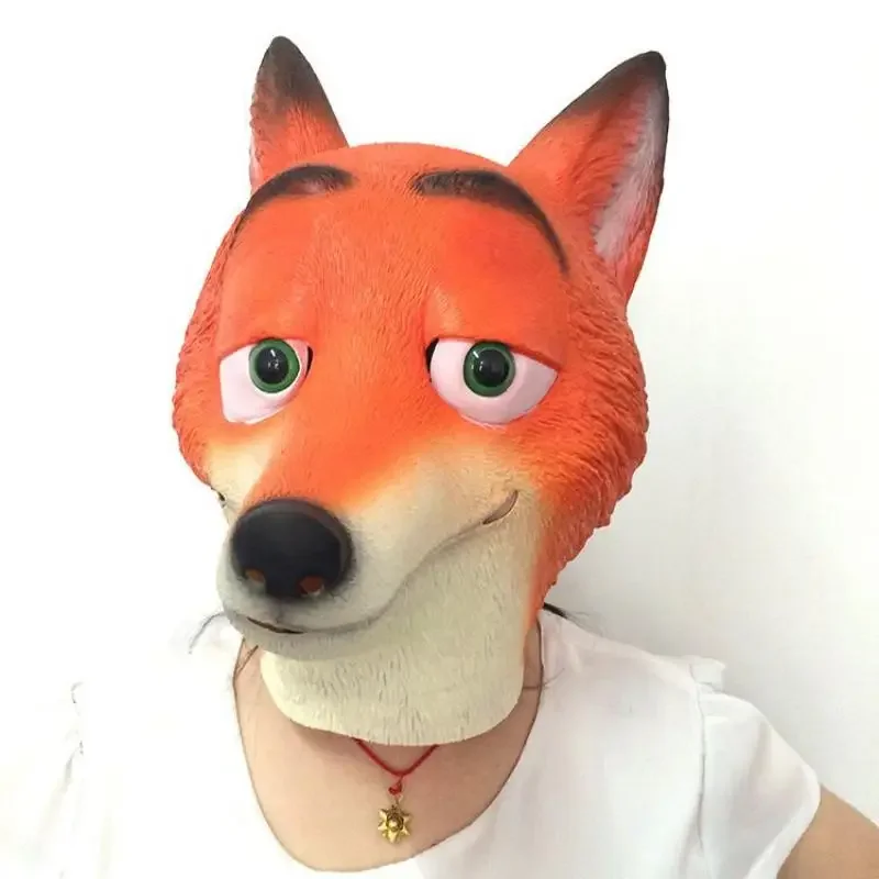 

2026 Zootopia Nick Mask Headgear Cute Cartoon Toy Funny Latex Mask Live Broadcast Props Halloween Role Play Costume Headgear