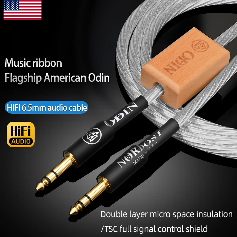 ODIN Hifi 6.5mm Jack Audio Cable Pure Silver 6.35mm (1/4) TRS Stereo Male to Male Aux Cable for Guitar Mixer Amplifier