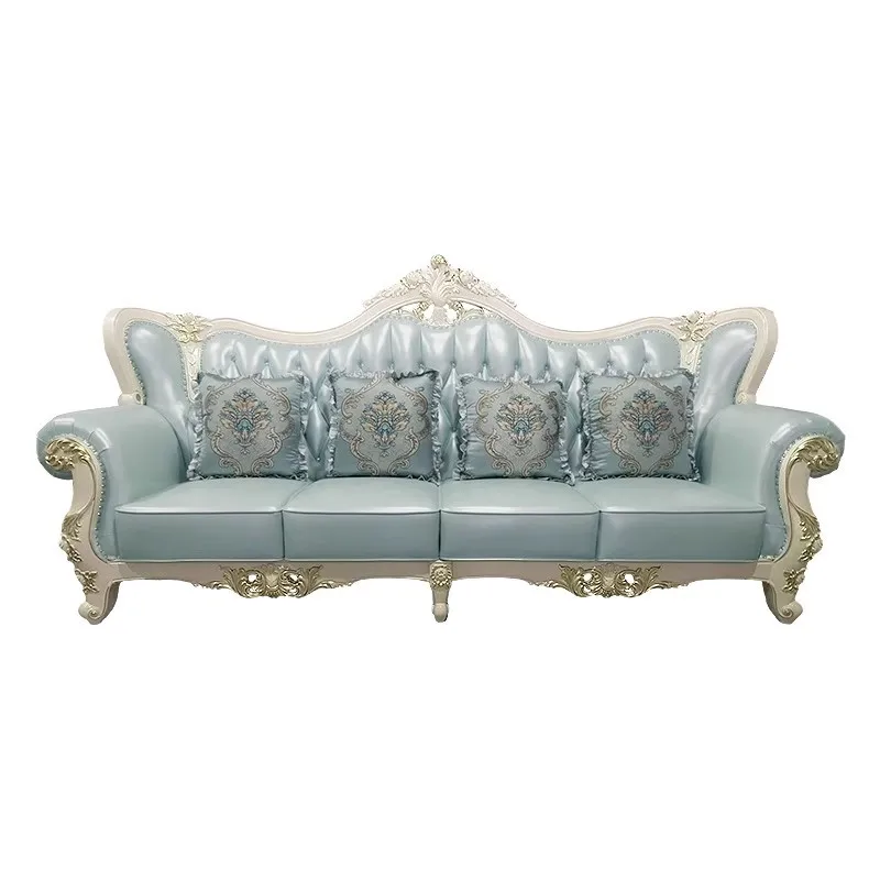 

European sofa combination living room complete set of luxury furniture set combination whole house villa French leather American