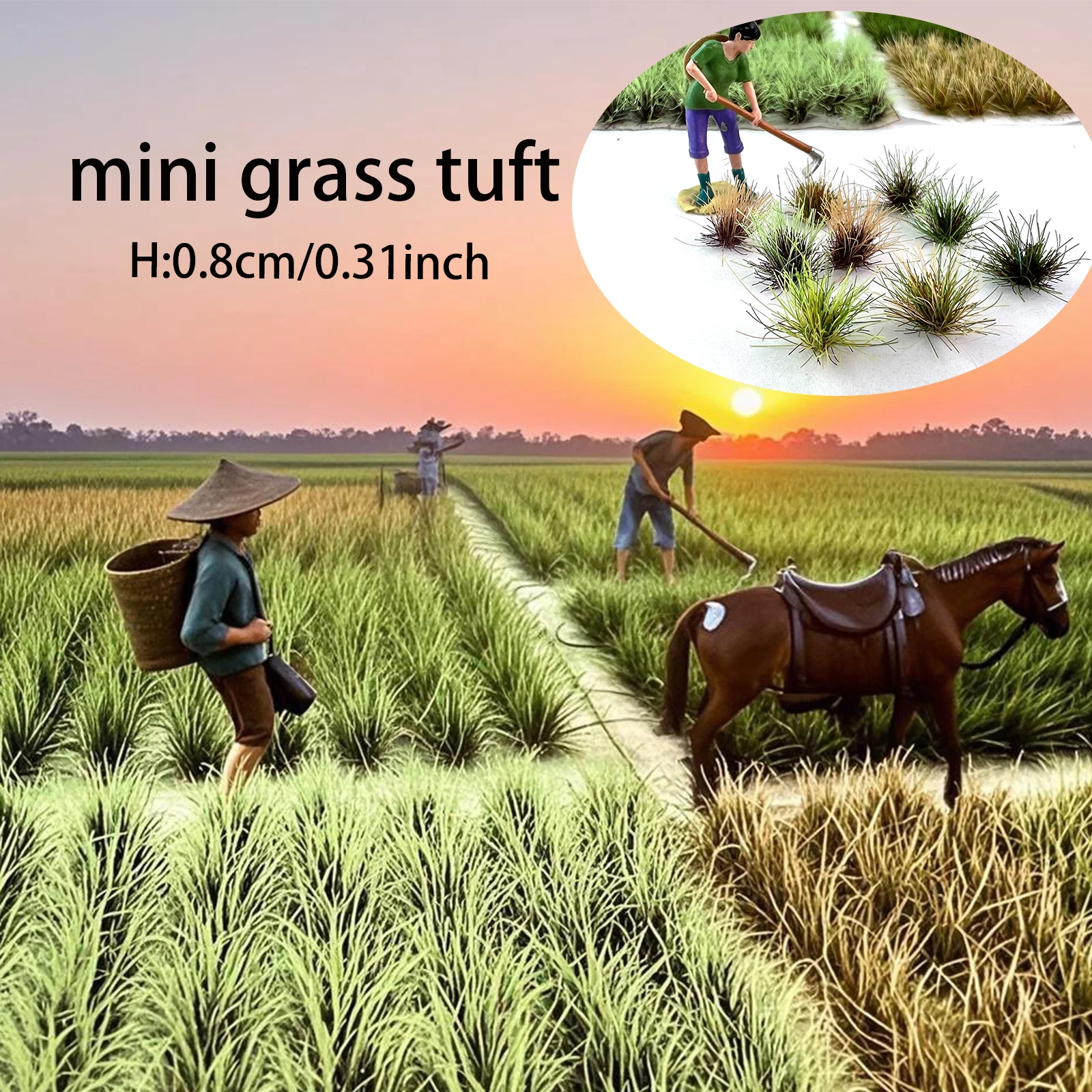 

104pcs 8mm Model Diorama Grass Tufts Miniature Static Models for Model Train Scenery Wargaming Terrain DIY Crafts