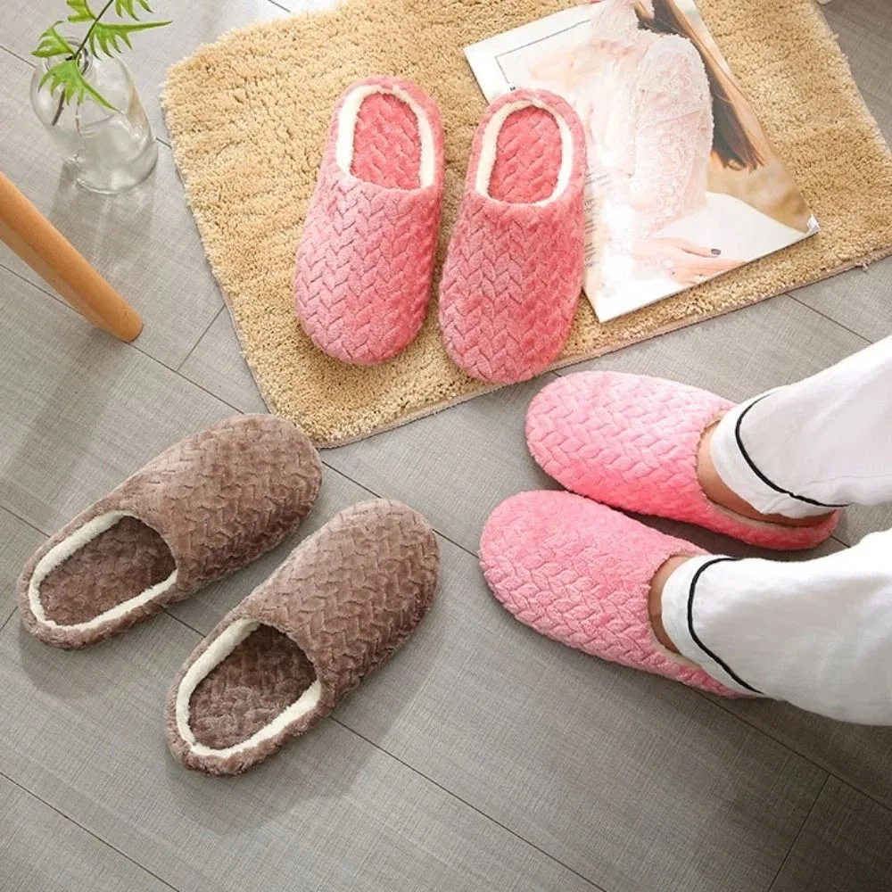 

Durable Non-Slip Plush Warm Slippers Fluffy Casual Home Silent Slippers Homewear Shoes Thicken Soft Soled Shoes Gifts