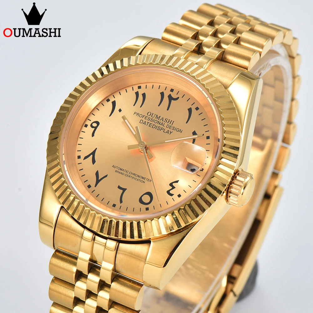 OUMASHI 39mm/36mm Arabic Numerals Automatic Mechanical Watch NH35 Movement Stainless Steel Case Waterproof 10 ATM Sapphire Glass