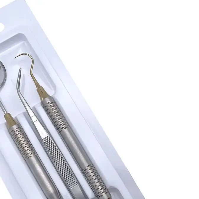 

3Pcs/set Dental Mouth Mirror Stainless Steel Tweezers Curve Probe Dentist Instrument Teeth Cleaning Whitening Set Dentistry Tool