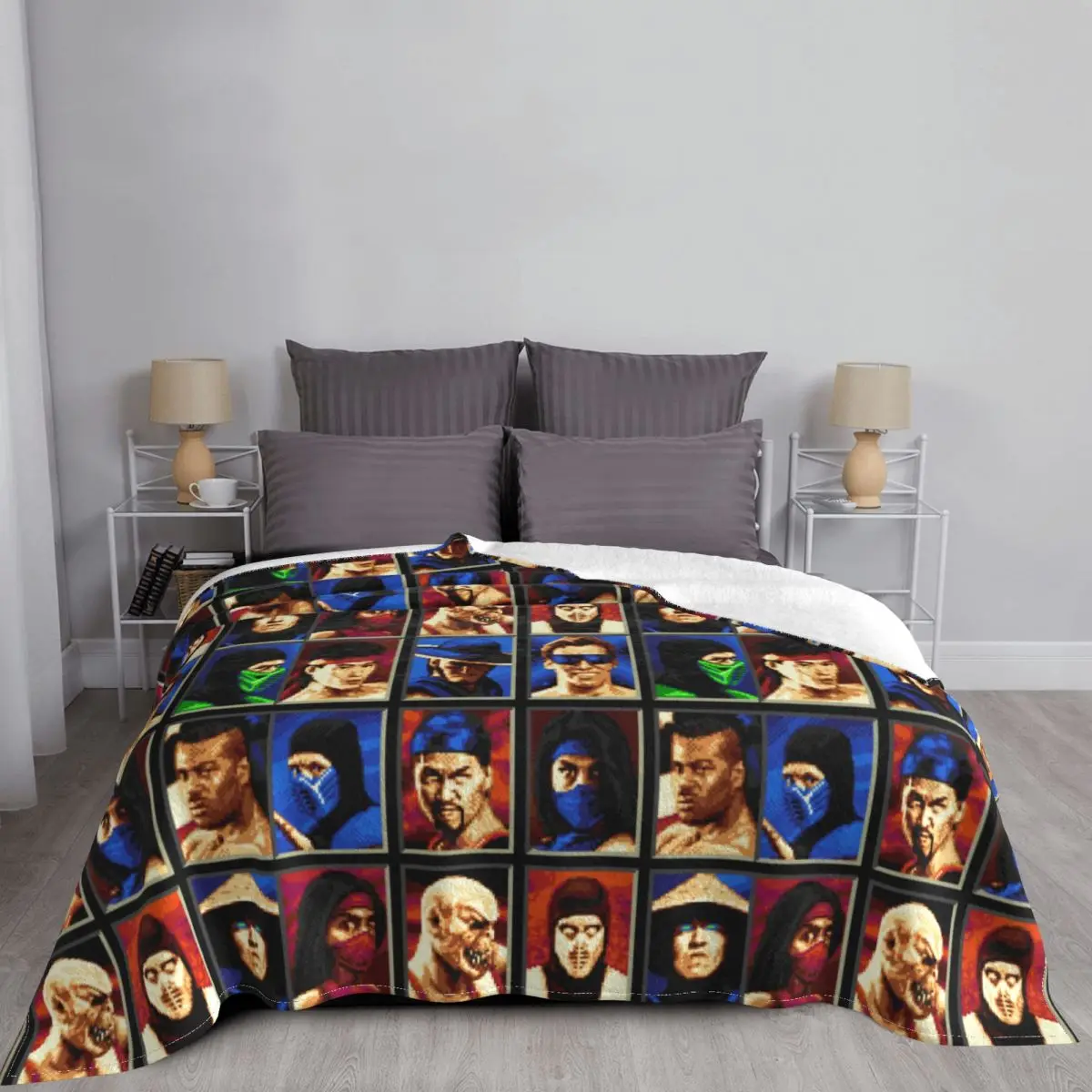 

Mortal Kombat II Genesis Character Select 16 Bit Retro Gamer Collage Blanket Fleece Throw Blanket for Airplane Travel Bedspread