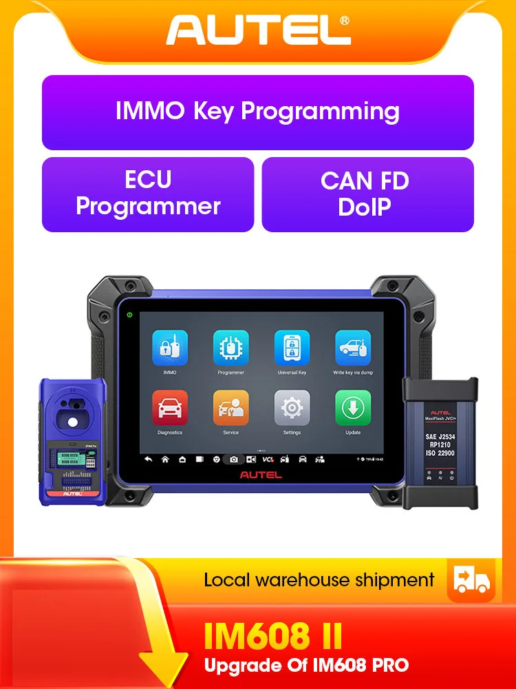 Autel MaxiIM IM608 II Schlüsselprogrammiergerät, bidirektionaler Diagnosescanner für Kraftfahrzeuge, 40+ Dienste, IMMO- und ECU-Codierung, XP400 Pro, CAN FD/DoIP, Android 10, 4+128GB