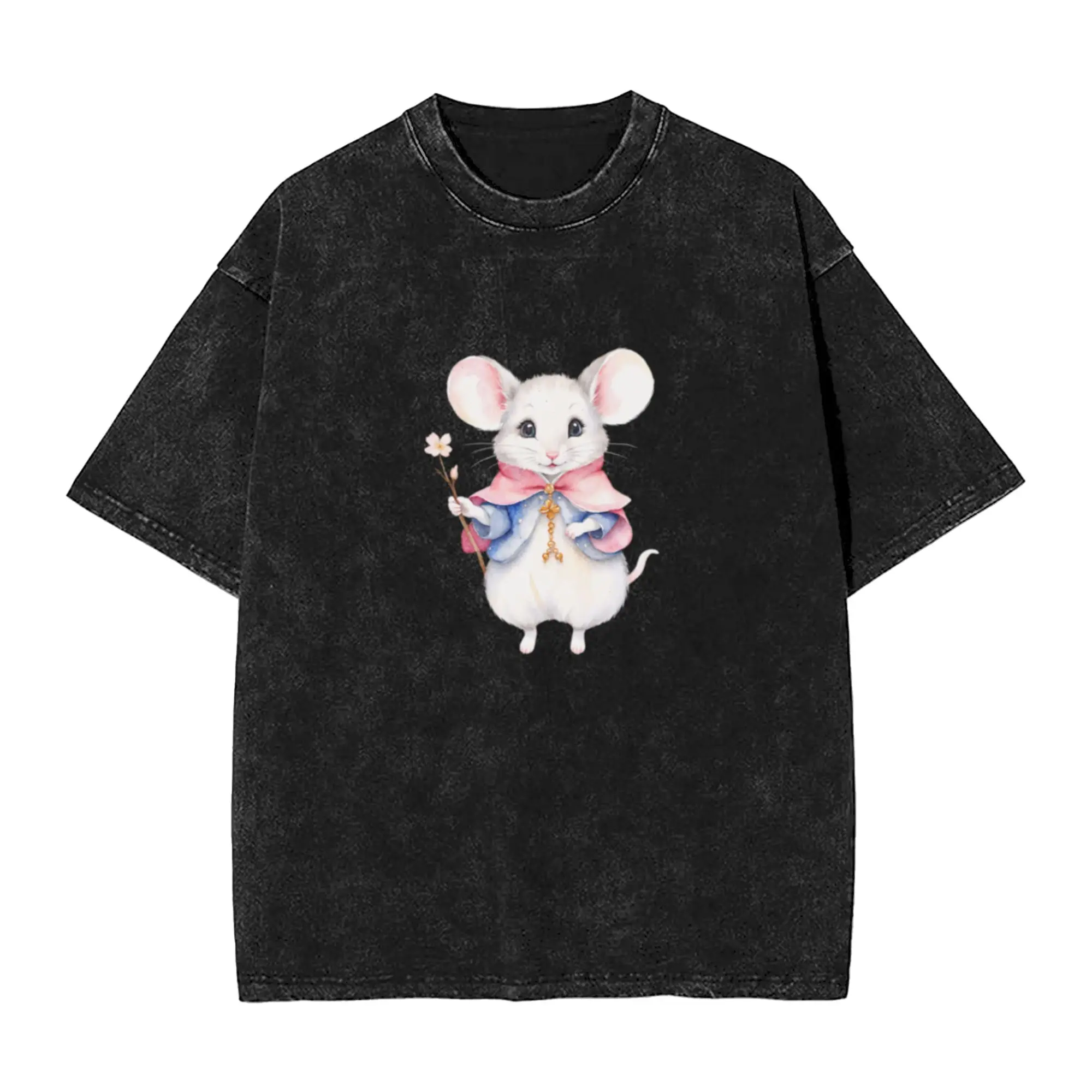 Watercolor Mouse Magic  Unique Comfort A Washed T Shirt Men's Women's Oversized Cotton Tees Tops