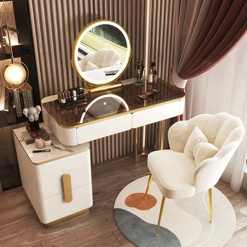 

# Bedroom Vanity Table Modern Room Living Small Beauty Home Drawer Luxury Next Bed Dressers Mirrored Tocadores White Furniture