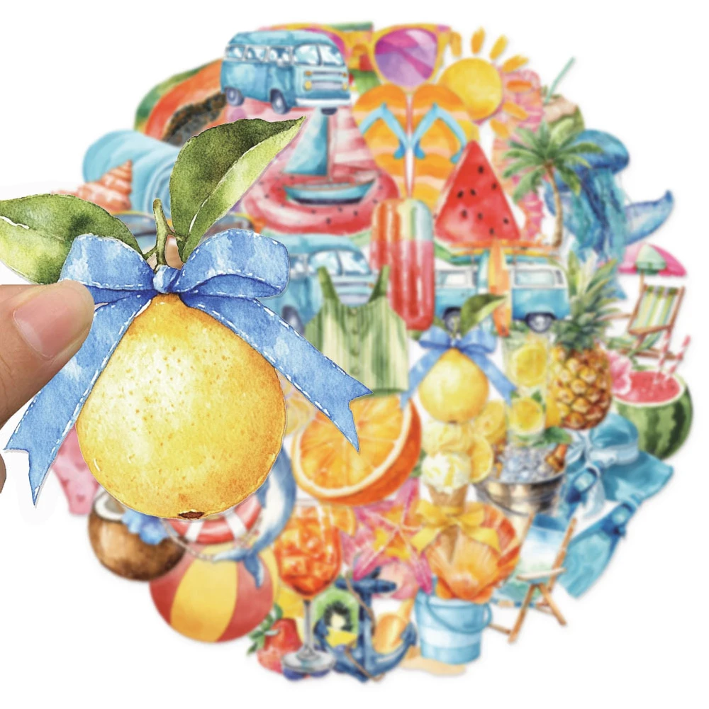 

10/30/50pcs Summer Ocean Fresh Style Stickers Cute Cartoon Sticker Notebook Suitcase Phone Transparent Creative Graffiti Decals